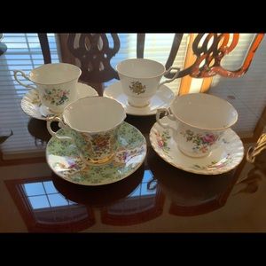 4 different English bone china teacups & saucers. Excellent condition. U…